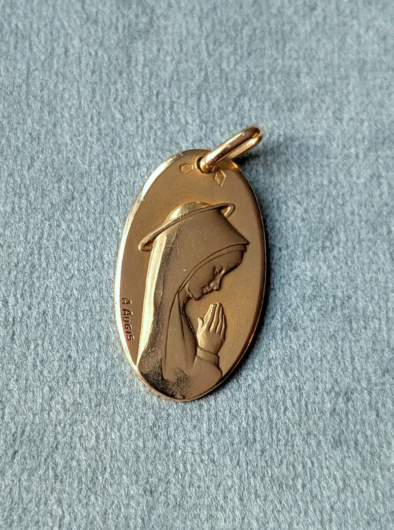 A. Augis Virgin Mary Medal in 18k Gold — image 1