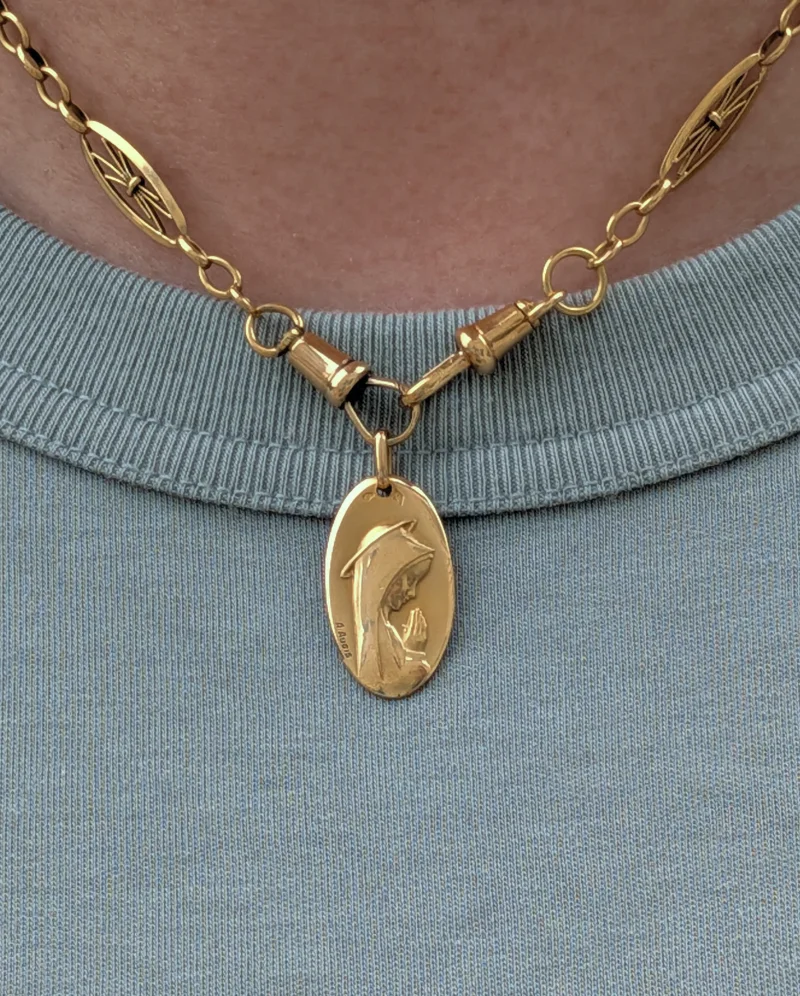 A. Augis Virgin Mary Medal in 18k Gold — image 2