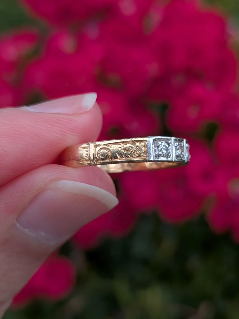 Engraved Spanish Diamond Band — image 2